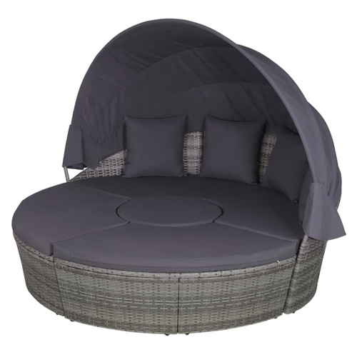 4 Piece Outdoor Lounge Set with Cushions Poly Rattan Grey