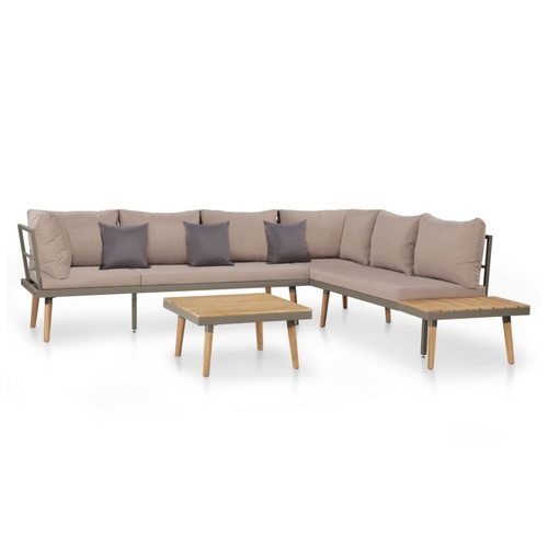 4 Piece Garden Lounge Set with Cushions Solid Acacia Wood Brown