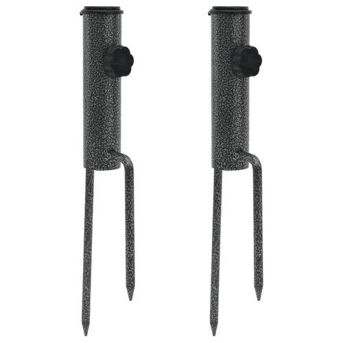 Parasol Stands with Spikes 2 pcs 9x35 cm Galvanised Steel