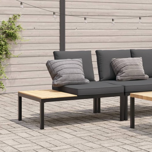 Garden Bench with Cushions Black Aluminium