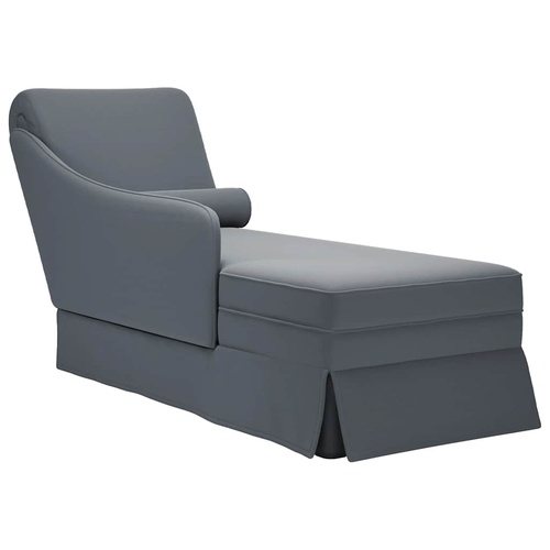 Chaise Lounge with Bolster and Right Armrest Dark Grey Velvet