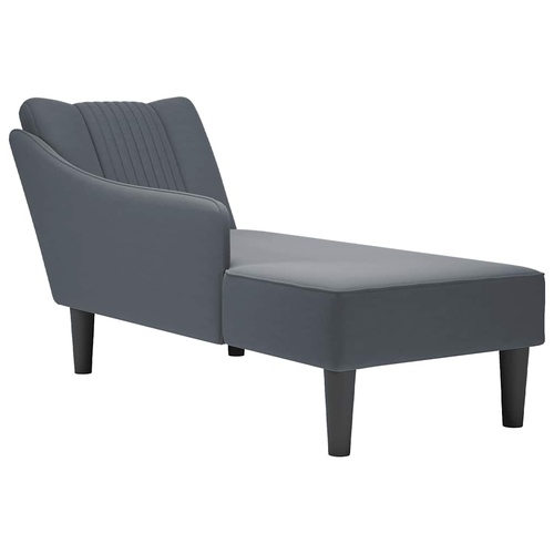 Chaise Lounge with Right Armrest Dark Grey Velvet