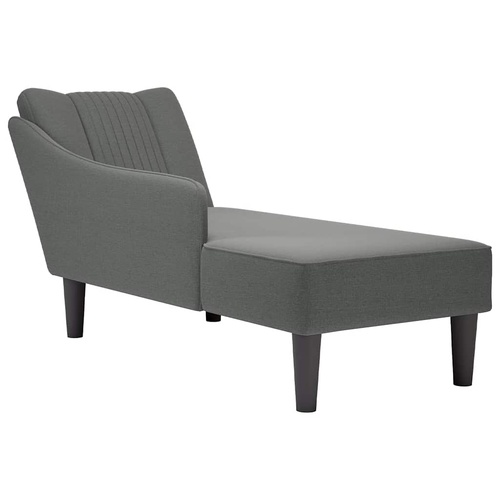 Chaise Lounge with Right Armrest Dark Grey Fabric