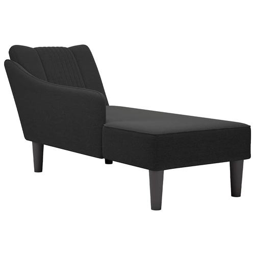 Chaise Lounge with Right Armrest Black Fabric