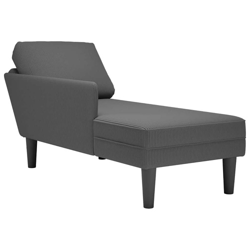 Chaise Lounge with Pillow Dark Grey Corduroy Fabric