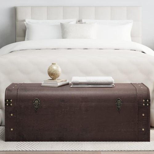 Treasure Chest with Latches Dark Brown 110x50x39.5 cm Plywood