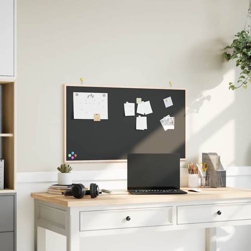 Chalkboard with Solid Pine Wood Frame Black 100x55 cm