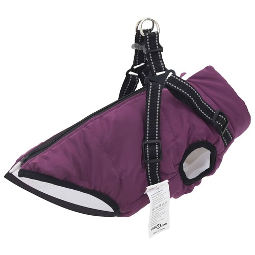 Dog Coat with Harness Waterproof Reflective Purple XL