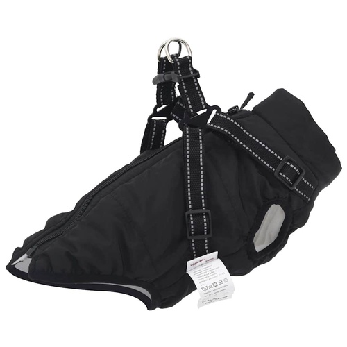 Dog Coat with Harness Waterproof Reflective Black L