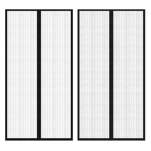 Insect Door Curtain 210 x 100 cm 2 pcs Magnet Black