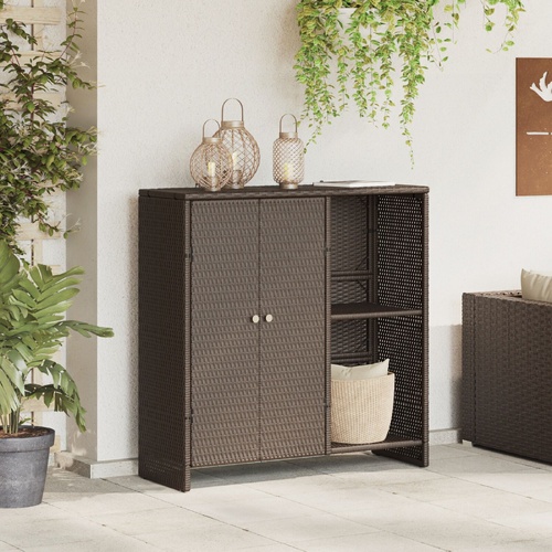 Storage Cabinet with Shelf Brown 100 x 36 x 102 cm Rattan