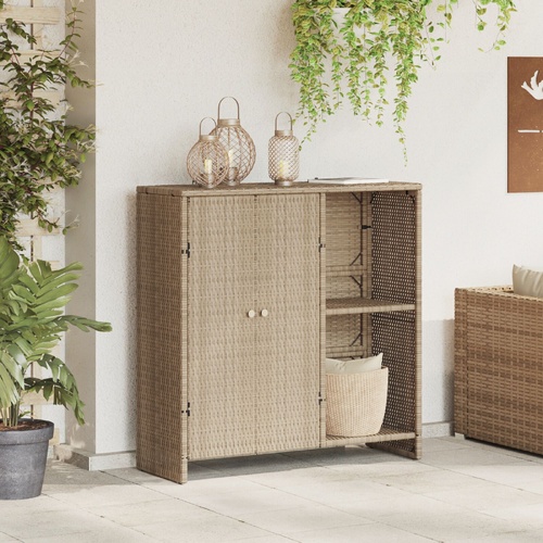 Storage Cabinet with Shelf Beige 100 x 36 x 102 cm Rattan