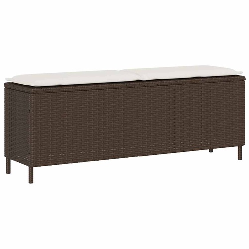 Garden Bench with Cushion Grey 110x30x40.5 cm Poly Rattan