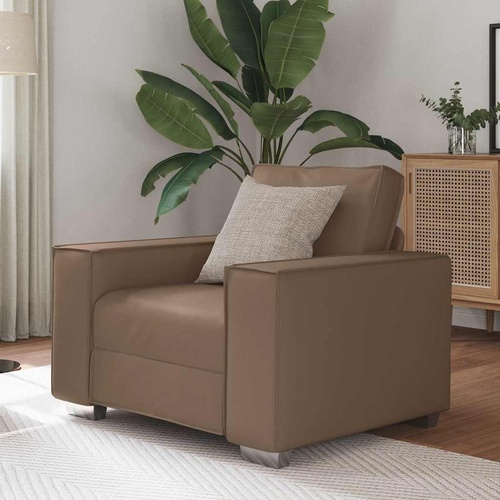 Sofa Chair 59 cm with Cushion Cappuccino Artificial Leather