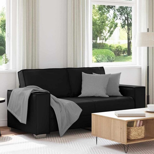 180 cm Loveseat Sofa with Cushion Black Faux leather
