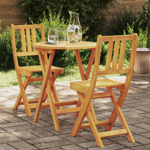 3 Piece Folding Bistro Set Solid Wood Acacia