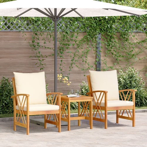 Garden Sofa Set with Cushion 3 pcs Brown Solid acacia wood