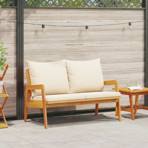 Garden Bench with Cushion Oil Natural Solid Acacia Wood