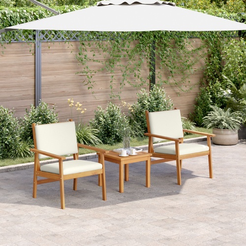Garden Sofa Set 3 pcs Cream White Solid Acacia Wood