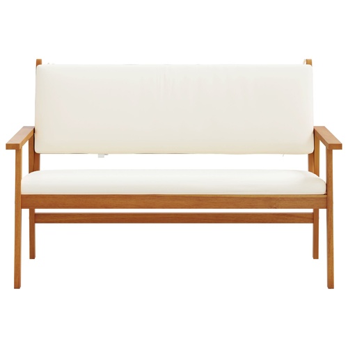 Garden Bench with Cushion Cream White Solid Acacia Wood