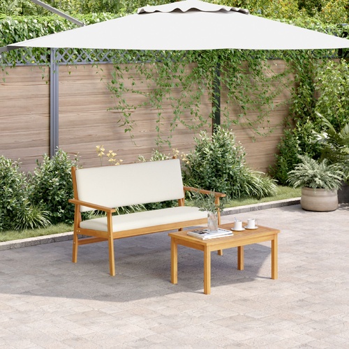 Garden Sofa Set 2 pcs Cream White Solid Acacia Wood