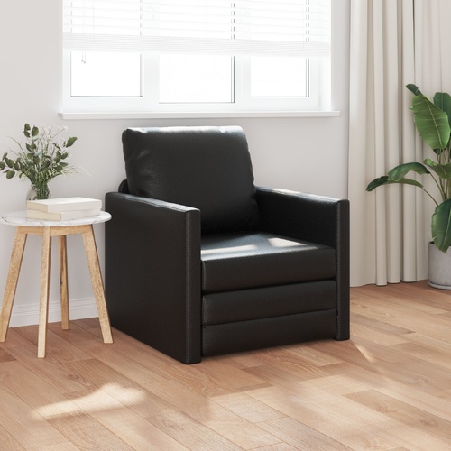 Sofa Bed Black 74 x 77 x 81 cm Artificial Leather