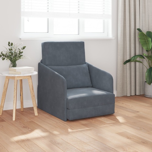 Floor Sofa Bed 2-in-1 Dark Grey 65x80x83 cm Velvet