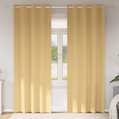 Curtains with Curtains 2 pcs Beige Polyester
