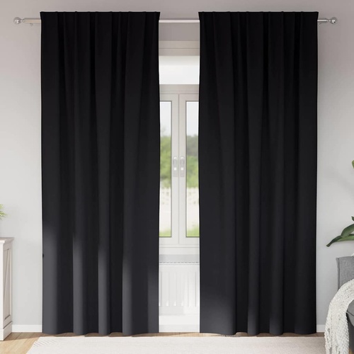 Curtains with Curtains 2 pcs Black Polyester