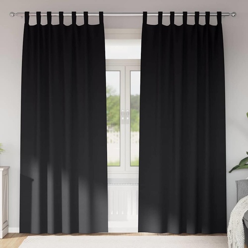 Curtains with Curtains 2 pcs Black Polyester