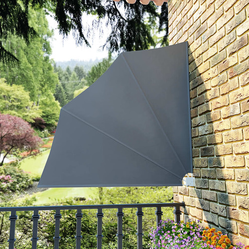 Collapsible Balcony Side Awning Grey 140x140 cm