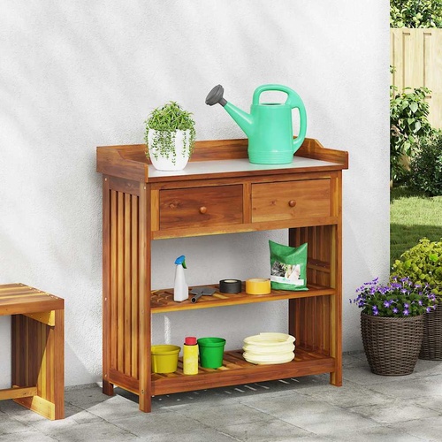 Garden Cabinet Natural 93 x 41.5 x 98cm Solid Acacia Wood