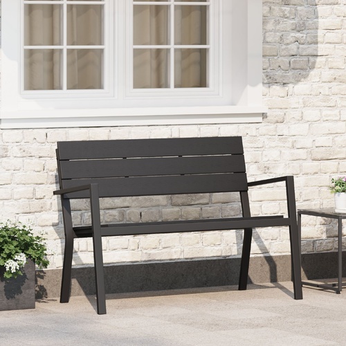 Garden Bench Black 118 x 54 x 77cm Steel