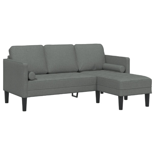 3-Seater L-Shaped Sofa in Dark Grey, 160 cm Fabric
