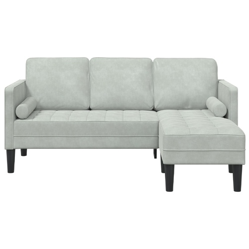 3-Seater Sofa with L-shaped Chaise in Light Grey 160 cm Velvet