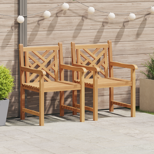 Garden Chair 2 pcs Brown 58 x 60 x 90 cm Solid teak wood