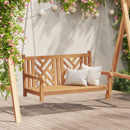 Swing Bench Brown 114 x 60 x 64 cm Solid Teak Wood