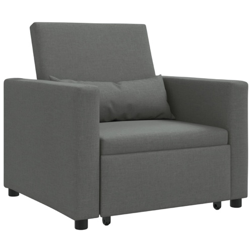 3-in-1 Single Sofa Bed Convertible Dark Grey Fabric