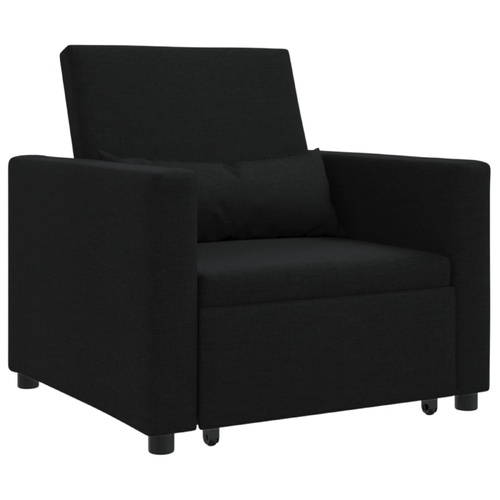 3-in-1 Single Sofa Bed Convertible Black Fabric