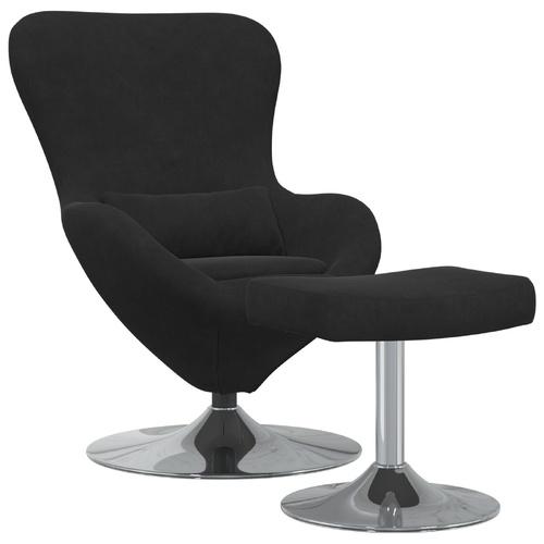 Egg Chair with Footstool Black Velvet