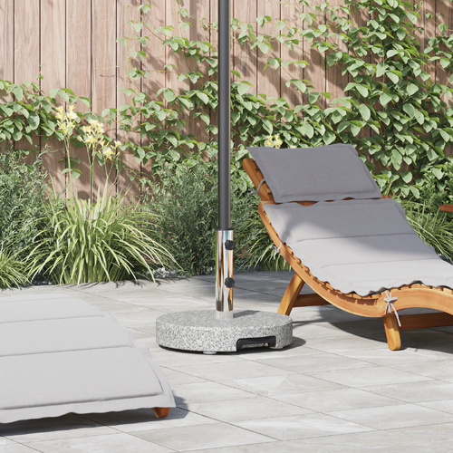 Wheeled Parasol Base with Handle Grey Granite 29 kg Round