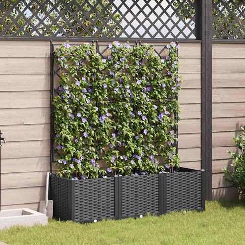 Garden Planter 3 pcs Black 120 x 40 x 143 cm Steel