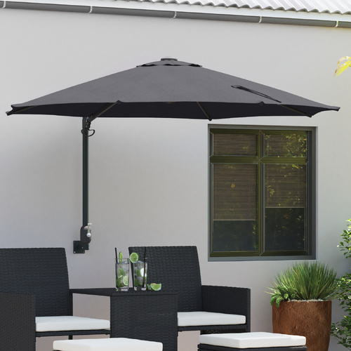 Wall-Mounted Garden Parasol in Anthracite, 250 cm