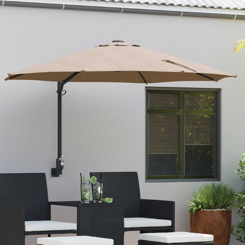 Patio Umbrella Taupe Polyester Large Foldable Round Modern