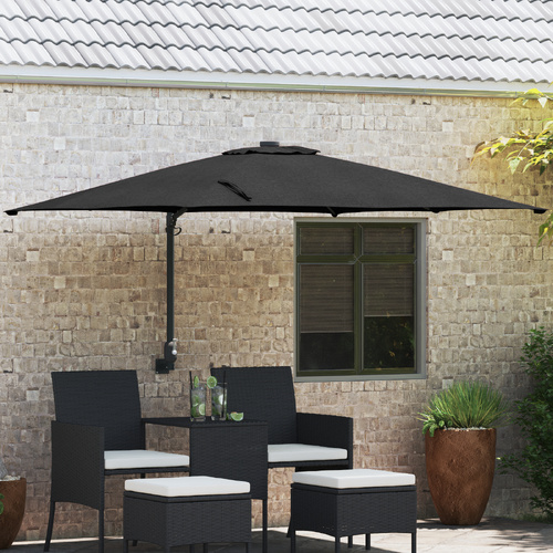 Garden Parasol Black 248,5 x 247,5 x 160 cm Polyester and Steel