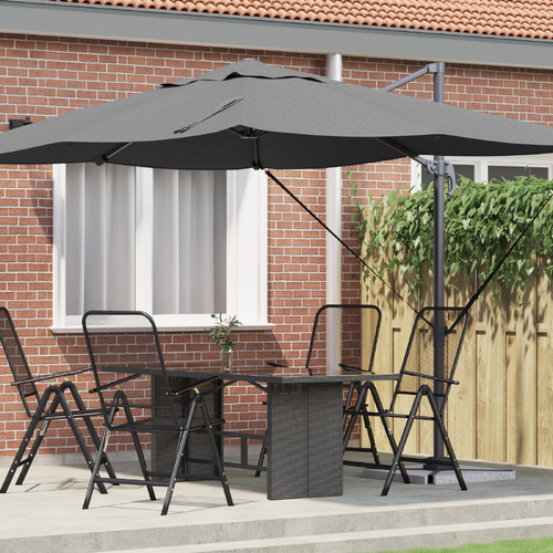 Cantilever Umbrella Anthracite Polyester, Powder-Coated Steel Large