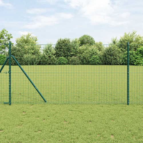 Fence Posts 13 pcs Green Ø32 mm 170 cm Galvanised Steel
