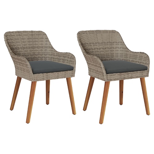Garden Chairs with Cushions 2 pcs Black Poly Rattan