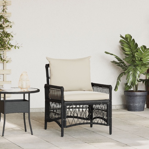 Garden Chair with Cushion Black 73 x 61 x 77 cm Poly Rattan