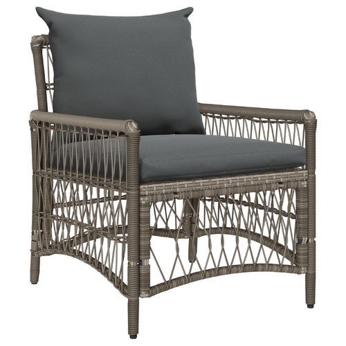 Garden Chair with Cushions Grey Poly Rattan